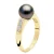 Ring Sieraden Diamant 0,06 Cts – Geel Goud – Echte Gecultiveerde Tahiti Pauw 8-9 mm Rond