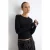TRENDYOLMİLLA Dames Zwart Effen Lang Getailleerd T-shirts