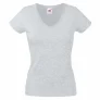 Fruit Of The Loom Dames Vrouwen-Fit Valuegewicht V-hals T-shirt met korte mouwen (Heather Grijs)