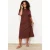 Trendyol Curve Dames Bruin Effen Midi Kort Casual A-lijn Grote maten Jurk
