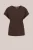 WE Fashion – Dames T-shirt van linnenmix – Regular fit – Donkerbruin – Linnen –