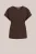 WE Fashion – Dames T-shirt van linnenmix – Regular fit – Donkerbruin – Linnen –