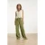 Smashed Lemon Glinsterende wide-leg pantalon met dieren print in olijfgroen |