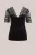 WE Fashion – Dames jersey velvet T-shirt met kant – Zwart –
