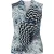 Mouwloze top met V-hals en abstracte marineblauwe print.