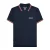 Lambretta Heren SS25 Twin Tip Poloshirt (Marine, Wit)
