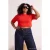 Trendyol Curve Dames Rood Effen Kort Getailleerd Grote maten Blouses