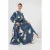 Geprinte V-hals Maxi-jurk met knoopsluiting