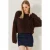 Gestructureerde Crew Neck Crop Trui met Pluche Detail