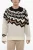 Wollen Boxy Fit trui met ronde hals in beige, Nero