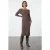 TRENDYOLMİLLA Dames Beige Effen Midi Lang Avond / Dagelijks Bodycon Jurken