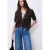 Street One Dames Vest met korte mouwen, V-hals en structuur in Bruin