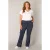 Base Level Curvy regular waist flared broek donkerblauw