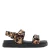 Graceland leren sandalen met panterprint cognac/zwart
