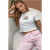 Geprinte Regular Fit Crew Neck 100% Katoenen Crop T-shirt