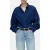 Closed Cropped Blouse Shirt Dark Blue