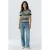 OUI gestreepte T-shirt zwart