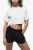 Geribbeld cropped T-shirt met ronde hals in grijs