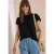 Cecil Dames Shirt met rimpels in effen kleur in Zwart