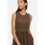 VILA katoenen jacquard midi jurk – donkerbruin