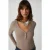 Geribde blouse met V-hals en knopen