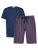 Mey Pyjama kort ‘Graphic Stripes’  donkerblauw