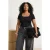 Trendyol Curve Dames Zwart Effen Kort Getailleerd Grote maten Blouses