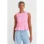 Dames Crop Blouse Met Rundhals En Knopen