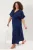 Trendyol Curve Dames Donkerblauw Bloemen Maxi Kort Casual A-lijn Grote maten Jurk