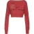 Donkerrode Crop Print Top met Appliqué Detail