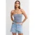 Hoge Taille Katoenen Denim Mom Shorts Met Uitsnijdetail