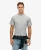 Superdry Mannen T-shirt met Borstzak en Contrasterend Stiksel Grijs