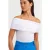 Off-Shoulder Geribbelde Slim-Fit Blouse