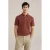 WE Fashion slim polo met ingebreid patroon roodbruin