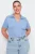 Trendyol Curve Dames Blauw Effen Kort Getailleerd Grote maten Blouses