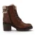 Mustang Dames Cognac Bruine Winterlaarzen met warme hak en veters – M0122001