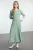 Dames mini-jurk met groene kleurblokken, lange casual/dagelijkse relaxte hijab-jurk