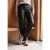 Broek met High Waist en wijde pijpen in leerlook