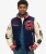 College Varsity Bomberjack met Patches Blauw