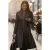 Dames ribet goth zwart leren Victoriaanse studd flare-jas – Mist