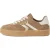 Tamaris Vrouwen Taupe Leren Sneakers met Witte Strepen