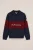 WE Fashion – Jongens gebreide polo met colourblock en embroidery – Regular fit – Donkerblauw – Viscose –