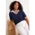 Trendyol Curve Dames Donkerblauw Effen Kort Getailleerd Grote maten Blouses