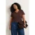 Trendyol Curve Dames Bruin Effen Kort Regular fit Grote maten T-shirts