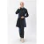 Rits Detail Hijab Denim Outfit Zwart