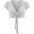 Grijze crop top met korte mouwen en strik aan de voorkant – moderne casual stijl