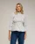 Blouse met lange mouwen, gestreept met honingraatborduursel op de borst en manchetten.