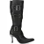 New Rock dames zwarte leren gothic kniehoge laarzen met hak – M-9029-C10