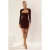 TRENDYOLMİLLA Dames Bruin Effen Kort / Mini Lang Stijlvol/Avond Bodycon Jurken