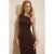 TRENDYOLMİLLA Dames Bruin Effen Maxi Mouwloos Zakelijk Bodycon Jurken